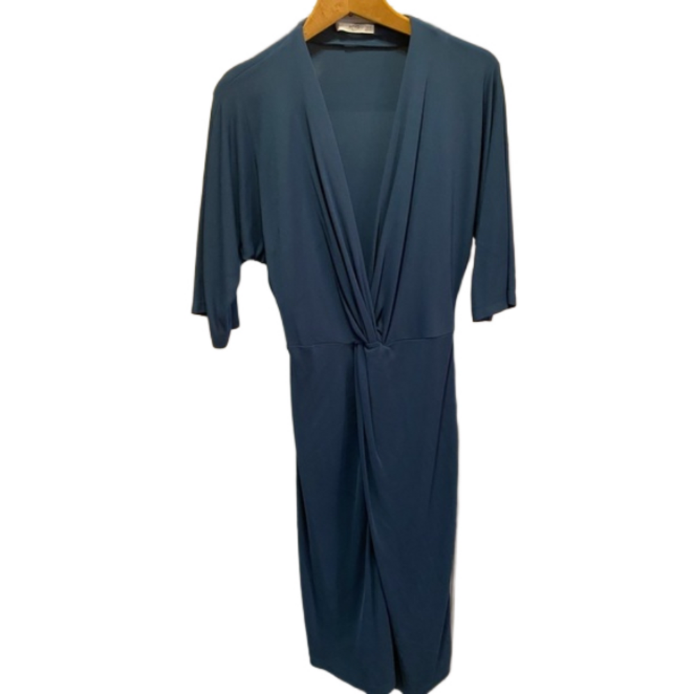 MNG by Mango Teal Twist Knot Midi Dress - Size 4 / S